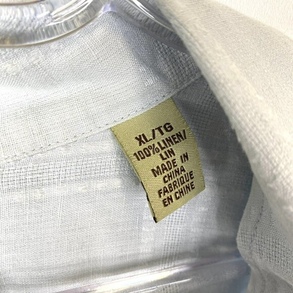 Tommy Bahama Shirt Mens Size XL 100% Linen Short Sleeve Pale Icy Blue - Picture 3 of 4